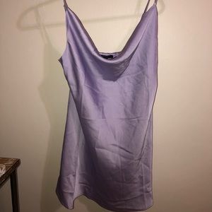 Purple cowl neck mini dress
